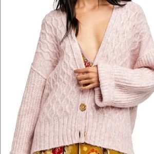 Free people pink sweater cardigan